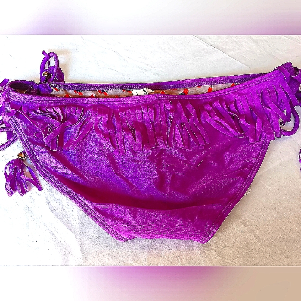 3/10 Raisins Bikini Bottom Fringe Bright Purple S Y2K - Picture 2 of 7